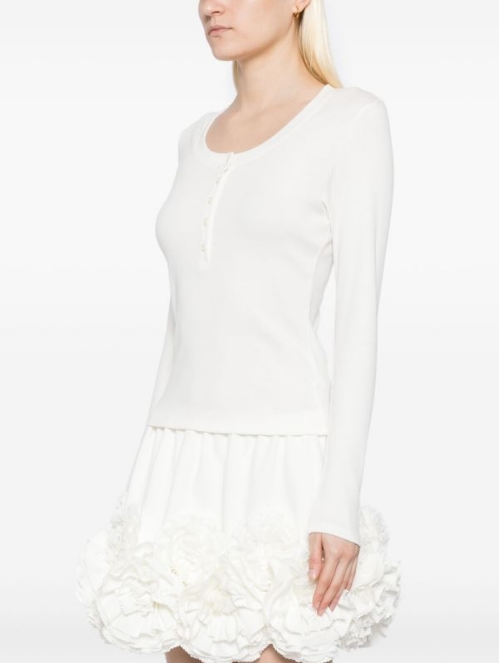 Reformation Jayden Slim Fit Ribbed Henley Color White Women's Size Medium
